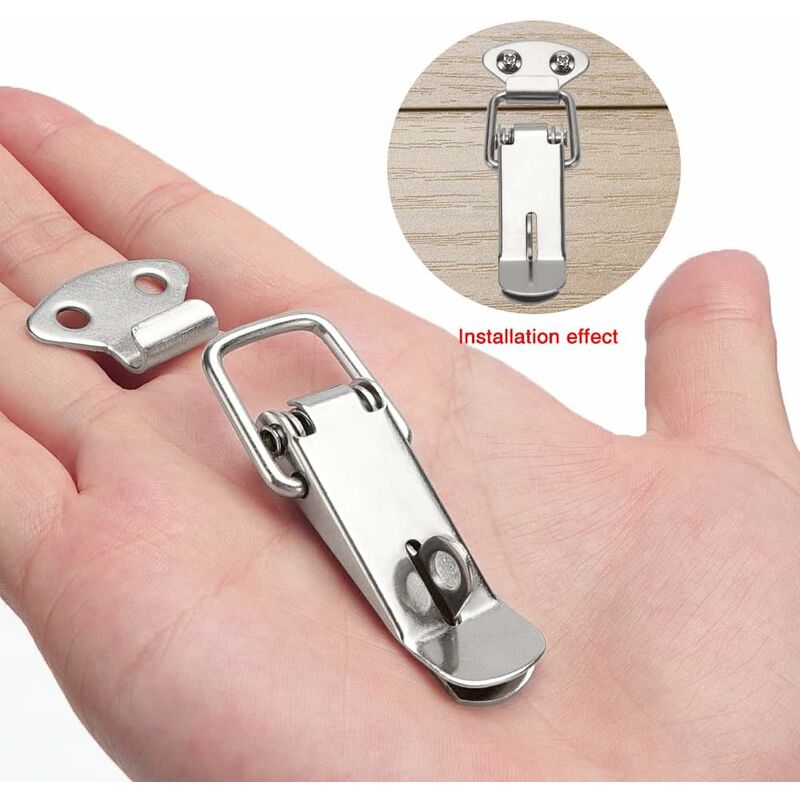 Lot De 8 Fermoirs à Levier En Acier Inox – Loquet à Ressort 76 Mm – Pour Armoire, Boîte à Outils, Valise – Vis Incluses - 7