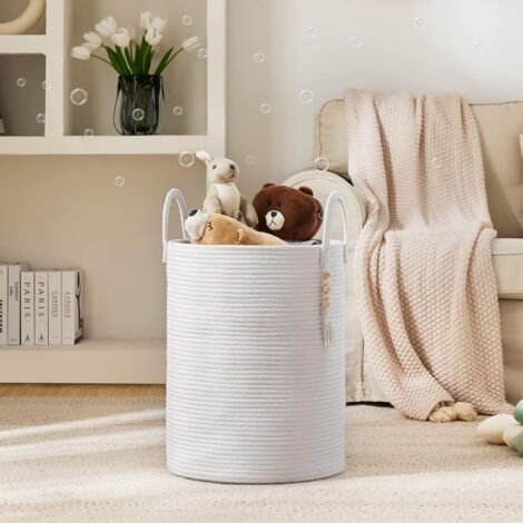 Panier à Linge Sale NLMWTI 53L En Coton Tissé - Pliable Avec Poignées - Pour Buanderie, Chambre, Rangement Jouets