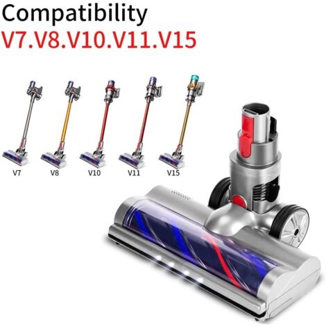 Brosse Électrique Compatible Avec Les Aspirateurs Dyson V7, V8, V10, V11, V15, Tête De Nettoyage À Entraînement Direct Avec 4 Lumières Led Avant Pour Sols Durs Et Moquettes Parquets