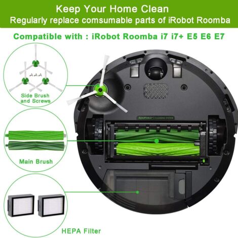 Pièces Accessoires Compatible Pour Irobot Roomba E5 E6 E7 I7 I7+ I8 I8+ J7 J7+ I6 I6+ I4 I4+ I3 I3+ Aspirateur, Remplaçant Filtres Et Brosses Kit Pour Aspirateur Robot - 11PCS