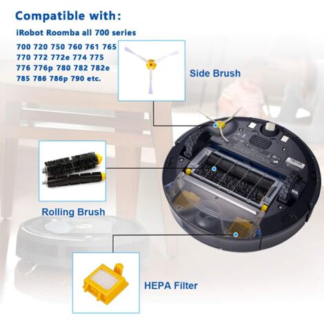 Kit De Remplacement Compatible Avec Irobot Roomba Série 700 720 750 760 765 770 772 772E 774 775 776 776P 780 782 782E 785 786 786P 790 Aspirateur - 20PCS