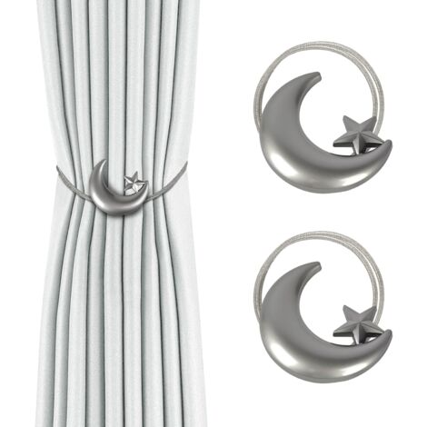 2 Attaches Pinces à Rideaux Métal Argenté - Forme Rose - Doublure