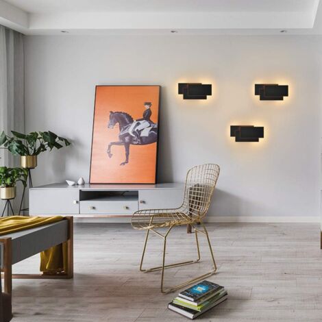 Applique Murale Led Interieur 24W Lampe Murale Moderne Simple Applique Murale Blanc Chaud 3 En 1 Pour Salon Chambre Escalier Couloir Noir