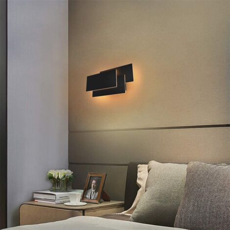 Applique Murale Led Interieur 24W Lampe Murale Moderne Simple Applique Murale Blanc Chaud 3 En 1 Pour Salon Chambre Escalier Couloir Noir