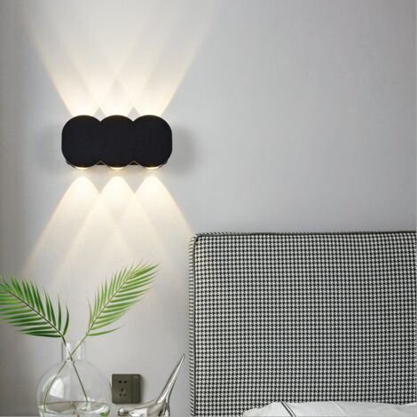 Applique Murale Minimaliste D'Intérieur Lampe Murale Led 6W Noire, Applique Murale Moderne Pour Couloir, Chambre À Coucher, Salon (Blanc Chaud)
