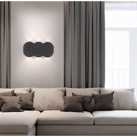 Applique Murale Minimaliste D'Intérieur Lampe Murale Led 6W Noire, Applique Murale Moderne Pour Couloir, Chambre À Coucher, Salon (Blanc Chaud)