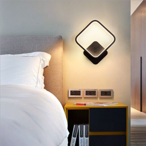 Applique Murale Noire Minimaliste D'Intérieur Applique Murale Led Lampe Murale Carrée Créative Blanc Chaud Pour Salon Chambre Couloir Couloir