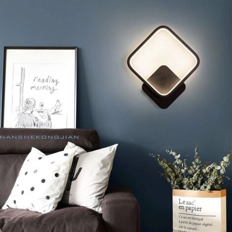 Applique Murale Noire Minimaliste D'Intérieur Applique Murale Led Lampe Murale Carrée Créative Blanc Chaud Pour Salon Chambre Couloir Couloir