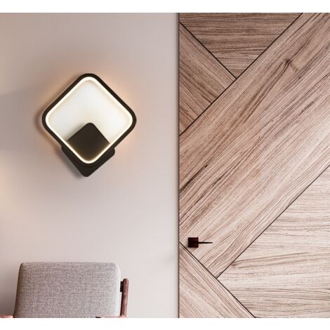 Applique Murale Noire Minimaliste D'Intérieur Applique Murale Led Lampe Murale Carrée Créative Blanc Chaud Pour Salon Chambre Couloir Couloir