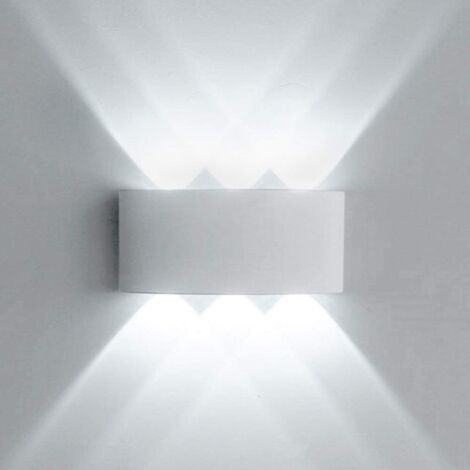 Moderne Applique Murale LED Interieur Aluminium , Blanc Lampe Murale Up Down LED pour Chambre Salon Couloir Porche Escalier Maison - 6W Blanc Froid