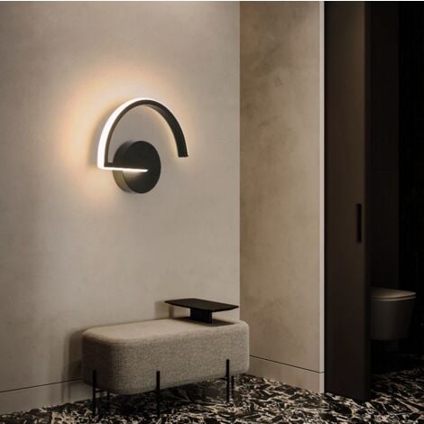 Applique Murale Led Noir Applique Murale Moderne Lampe Murale D'Intérieur Led Pour Salon, Couloir, Chambre À Coucher, Café, Jardin (Blanc Chaud)