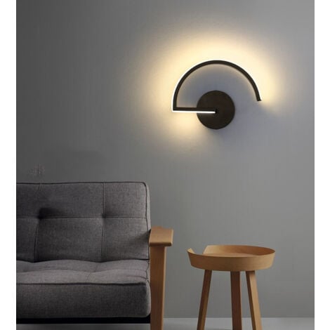 Applique Murale Led Noir Applique Murale Moderne Lampe Murale D'Intérieur Led Pour Salon, Couloir, Chambre À Coucher, Café, Jardin (Blanc Chaud)