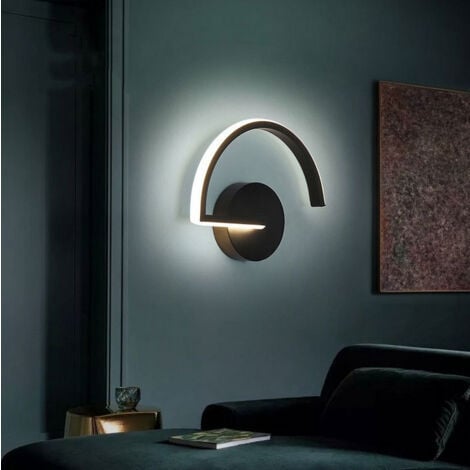 Applique Murale Led Noir Applique Murale Moderne Lampe Murale D'Intérieur Led Pour Salon, Couloir, Chambre À Coucher, Café, Jardin (Blanc Chaud)