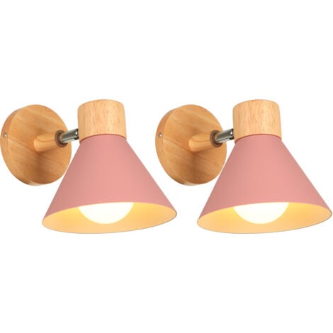 (2X) Applique Murale Interieure Rétro Lampe Murale Métal E27 Applique Murale Vintage Pour Salon Chambre Salle De Bain (Rose)