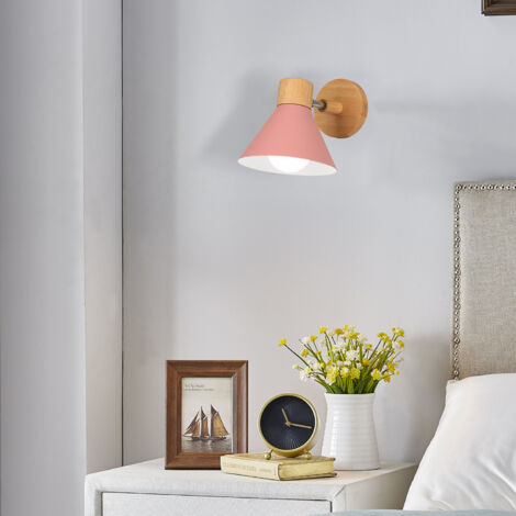 (2X) Applique Murale Interieure Rétro Lampe Murale Métal E27 Applique Murale Vintage Pour Salon Chambre Salle De Bain (Rose)