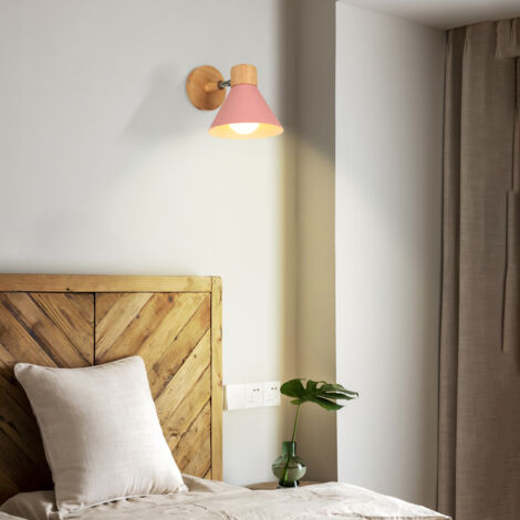 (2X) Applique Murale Interieure Rétro Lampe Murale Métal E27 Applique Murale Vintage Pour Salon Chambre Salle De Bain (Rose)