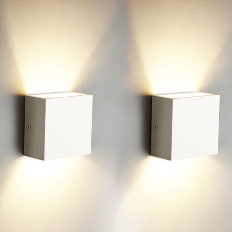 2PCS Applique Murale Led 6W Blanc Lampe Murale Carrée D'Intérieur Applique Murale Aluminium Moderne Pour Salon, Chambre À Coucher, Blanc Chaud