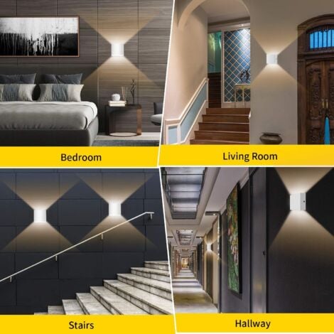 2PCS Applique Murale Led 6W Blanc Lampe Murale Carrée D'Intérieur Applique Murale Aluminium Moderne Pour Salon, Chambre À Coucher, Blanc Chaud
