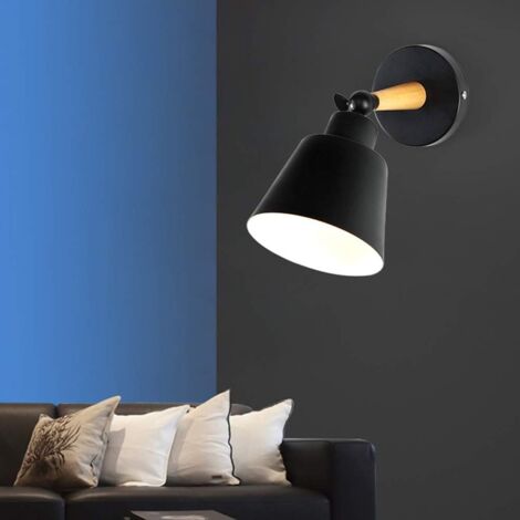 2PCS Applique Murale Moderne En Bois Lampe Murale Rétro Applique Murale Minimaliste Pour Chambre À Coucher, Chevet, Couloir,Bureau, Couloir E27 Noir