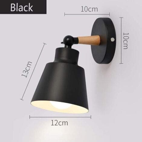 2PCS Applique Murale Moderne En Bois Lampe Murale Rétro Applique Murale Minimaliste Pour Chambre À Coucher, Chevet, Couloir,Bureau, Couloir E27 Noir