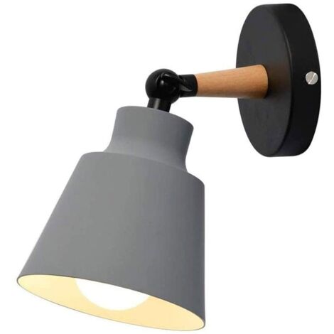 Applique Murale Moderne En Bois Lampe Murale Rétro Applique Murale Minimaliste Pour Chambre À Coucher, Chevet, Couloir,Bureau, Couloir E27 Gris