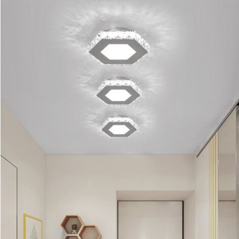 Lustre Led Lampe De Plafond En Cristal Plafonnier Moderne Blanc Froid Pour Chambre À Coucher Salle À Manger Couloir Cuisine