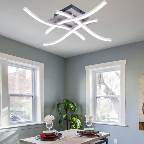 Lustre D'Intérieur Moderne Lampe De Plafond Led Moderne Plafonnier En Forme De Vague Pour Chambre À Coucher, Salle À Manger (4 Lumières Blanc Froid)