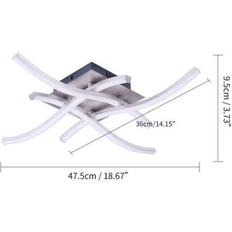 Lustre D'Intérieur Moderne Lampe De Plafond Led Moderne Plafonnier En Forme De Vague Pour Chambre À Coucher, Salle À Manger (4 Lumières Blanc Froid)