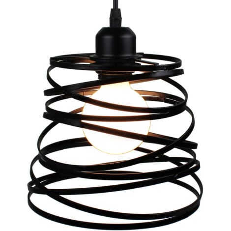 Suspension Luminaire D'Intérieur De 20CM Lustre Rétro En Métal Pour Salon Cuisine Noir