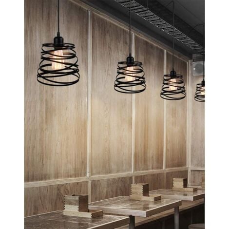 Suspension Luminaire D'Intérieur De 20CM Lustre Rétro En Métal Pour Salon Cuisine Noir