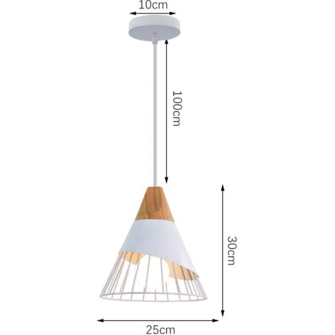 Lampe À Suspension Rétro Suspension Luminaire E27 En Forme De Cage En Métal Suspension Lustre Vintage Plafonnier D'Intérieur Blanc