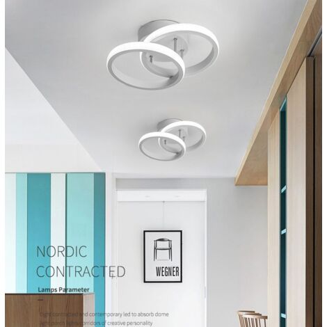 Luminaire Plafonnier Acrylique Plafonnier Led Moderne Blanc Lampe De Plafond Créatif Cercle Pour Cuisine, Salon, Couloir, Restaurant, Blanc Froid
