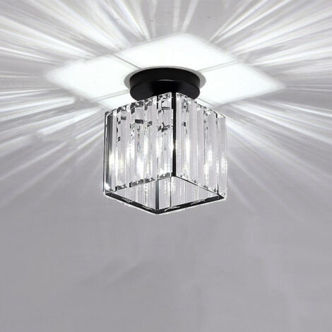 Stoex – Plafonnier en cristal noir – Lustre moderne en verre E27 – Design élégant pour couloir, bureau, chambre, cuisine, balcon, salle à manger
