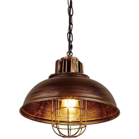 Suspension Luminaire Rétro Lampe À Suspension En Fer Métallique Plafonnier Vintage D'Intérieur Bronze Pour Café Bureau Bar Club Ø33Cm