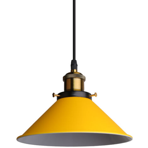 Lampe À Suspension Rétro Lustre Vintage Jaune Ø22CM Plafonnier Industriel Lampes Suspendues Modernes Pour Restaurant Loft Cuisine Café E27