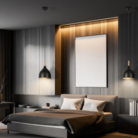 2PCS Plafonnier Moderne Suspension Luminaire Rétro Lustre En Métal Noir, Suspension Lustre D'Intérieur E27 Pour Chambre Salon Couloir