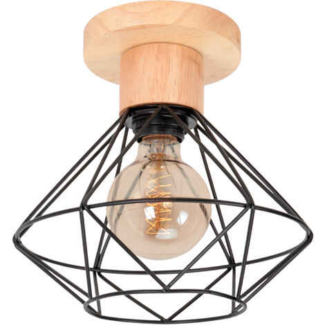 Plafonniers Modernes Cage En Métal Lampe De Plafond D'Intérieur E27 Noir Luminaire Plafonnier Rétro Pour Chambre Couloir Salon