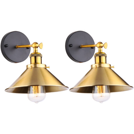 (2X)Applique Murale Rétro Moderne Ø22CM Lampe Murale Vintage D'Intérieur Applique Murale Simple En Métal (Or) Ampoule E27 Pour Éclairage Intérieur (1/5)