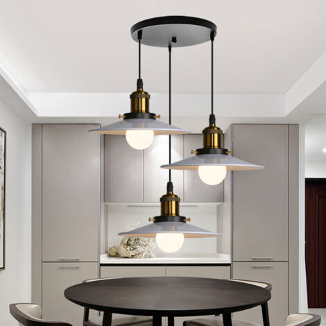 Suspension Luminaire Rétro Lampe À Suspension Moderne En Métal 3 Lumières Lustre Antique E27 60W (Blanc) Pour Salon Salle À Manger Restaurant