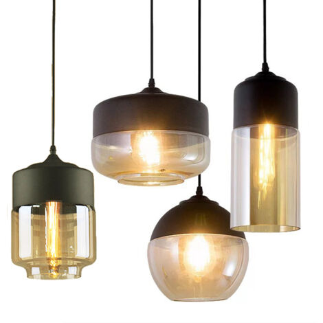 4PCS Plafonnier En Verre Suspension Luminaire Moderne Lampe À Suspension Rétro Vintage Pour Loft, Salon, Cuisine (1/5)