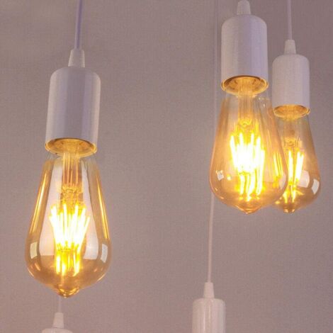 Plafonnier Vintage Antique E27 Lustre Rétro Suspension Luminaire D'Intérieur Blanc 3 Têtes