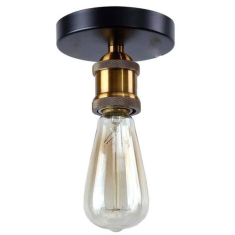 Plafonnier Spot Orientable Blanc Et Doré, Diamètre 13cm, Culot E27, Pour Couloir, Entrée, Salle De Bain - IP20