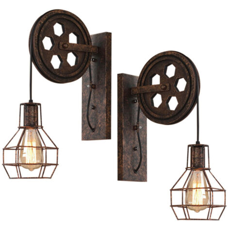 2X Applique Murale Rétro Applique Murale Intérieure En Métal Lampe Murale Vintage Pour Allée Loft Couloir E27