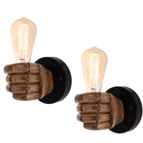 2PCS Applique Murale Vintage Lampe Murale Créative En Forme De Poing Gauche Applique Murale Antique Pour Chevet De Chambre À Coucher Loft Bar (1/5)