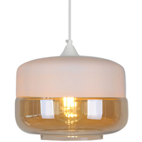 HJXDtech Verre Suspension Luminaire Vintage Industrielle, Plafonnier avec fini en laiton poli Lustre Suspension Lampe de Salle à Manger Cuisine Salon Chambre (Gris, 1 lumière