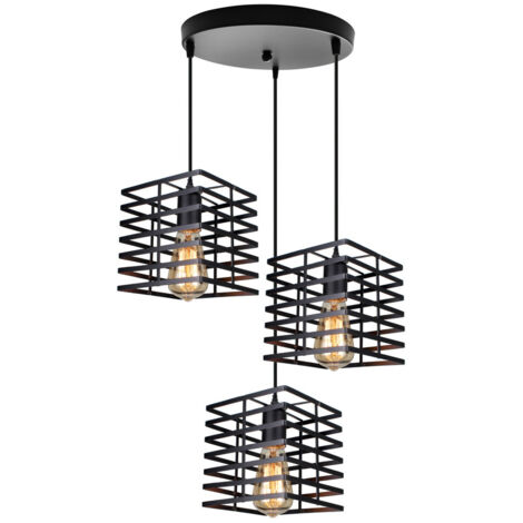 Lampe Suspendue Vintage en Métal Plafonnier Lampe Pendante Blanche Hilba