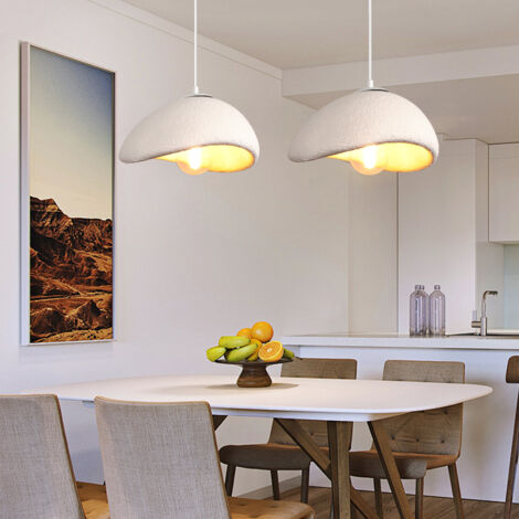 Lustre Personnalisé Créatif D'Intérieur 30CM Plafonnier Rétro E27 Suspension Lustre Moderne Blanc