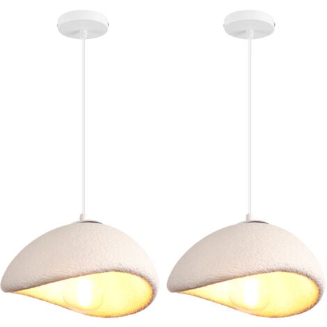 2X Lustre Personnalisé Créatif D'Intérieur 30CM Plafonnier Rétro E27 Suspension Lustre Moderne Blanc