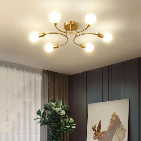 Plafonnier spot rétro orientable 2 spots lampe de salon grille or Plafonnier spot rétro orientable 2 spots lampe de salon grille or