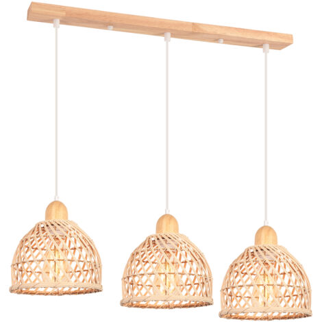 Suspensions Luminaire Vintage 3 Lumières Lustre En Bambou Lampe De Plafond Rétro Moderne Luminaire Plafonnier D'Intérieur